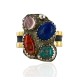 .925 Sterling Silver And 12kt Gold Filled HANDMADE Certified Authentic Navajo MULTICOLOR Native American Ring  12691-2