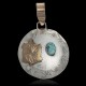 Turtle 12kt Gold Filled and .925 Sterling Silver Certified Authentic Handmade Navajo Native American Natural Turquoise Pendant 24532