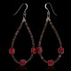 Coral .925 Sterling Silver Certified Authentic Navajo Native American Hoop Dangle Earrings 27281
