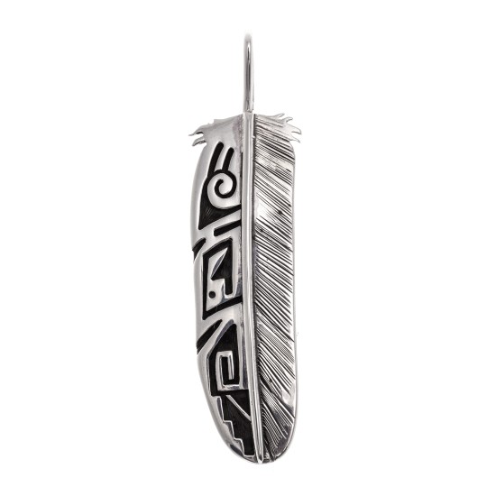 Feather .925 Starling Silver Certified Authentic Handmade Hopi Native American Pendent  24548