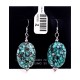 Composite Mosaik Turquoise .925 Sterling Silver Hooks Certified Authentic Navajo Native American Dangle Earrings 18255-2