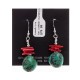 Natural Turquoise Coral .925 Sterling Silver Hooks Certified Authentic Navajo Native American Dangle Earrings 18294-12