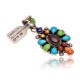 Natural Turquoise Multicolor Stone .925 Starling Silver Certified Authentic Navajo Native American Handmade Pendant 24522