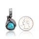 Natural Turquoise .925 Sterling Silver Certified Authentic Navajo Native American Handmade Pendant 24552