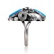 Flower and Leaf Blue Opal .925 Sterling Silver Certified Authentic Navajo Native American Handmade Ring Size 7 1/2 26205-10
