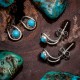 .925 Sterling Silver Certified Authentic Handmade Navajo Native American Natural Turquoise Delicate Stud Earrings 390914447151