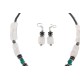 Heart .925 Sterling Silver Hooks Certified Authentic Navajo Natural Turquoise Pink Quartz and Hematite Native American Set 18234-3-18237-2