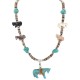 Carved Fetish Horse .925 Sterling Silver Certified Authentic Navajo Natural Jasper Bone Graduated Melon Shell Native American Necklace 18266