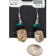 .925 Sterling Silver Hooks Certified Authentic Navajo Natural Turquoise Black Onyx Jasper Native American Dangle Earrings 18252-4