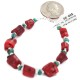 Navajo .925 Sterling Silver Certified Authentic Natural Turquoise Coral Native American Bracelet 13176-2