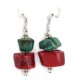.925 Sterling Silver Hooks Certified Authentic Navajo Natural Turquoise Coral Native American Dangle Earrings 18294-20