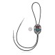 Large, Feather .925 Sterling Silver Certified Authentic Handmade Navajo Native American Natural Turquoise Coral Bolo Tie 34295
