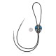 Sun, Mountain .925 Sterling Silver Certified Authentic Handmade Navajo Native American Natural Turquoise Bolo Tie 34301
