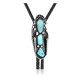 Wave .925 Sterling Silver Certified Authentic Handmade Navajo Native American Natural Turquoise Bolo Tie 34312
