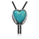 Heart .925 Sterling Silver Certified Authentic Handmade Navajo Native American Natural Turquoise Bolo Tie 34313