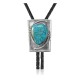 Square .925 Sterling Silver Certified Authentic Handmade Navajo Native American Natural Turquoise Bolo Tie 34314