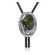 Flower Leaf .925 Sterling Silver Certified Authentic Handmade Navajo Native American Natural Turquoise Bolo Tie 34386