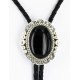 Handmade Certified Authentic Navajo .925 Sterling Silver Natural Black Onyx Native American Bolo Tie  24407-4