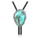 Wave .925 Sterling Silver Certified Authentic Handmade Navajo Native American Natural Turquoise Bolo Tie 34392