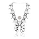 Squash Blossom .925 Sterling Silver Certified Authentic Navajo Native American White Buffalo Necklace 35105