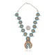 Squash Blossom .925 Sterling Silver Certified Authentic Navajo Native American Natural Turquoise Coral Necklace 35109