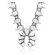 Squash Blossom .925 Sterling Silver Certified Authentic Navajo Native American White Buffalo Necklace 35113
