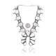 Squash Blossom .925 Sterling Silver Certified Authentic Navajo Native American White Buffalo Necklace 35113