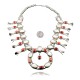 Squash Blossom .925 Sterling Silver Certified Authentic Navajo Native American Coral Necklace 35187