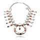 Squash Blossom .925 Sterling Silver Certified Authentic Navajo Native American Coral Necklace 35187
