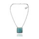 Delicate .925 Sterling Silver Certified Authentic Navajo Native American Natural Turquoise Necklace Pendant 35191