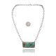 Delicate .925 Sterling Silver Certified Authentic Navajo Native American Natural Turquoise Necklace Pendant 35192