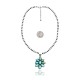 Flower .925 Sterling Silver Certified Authentic Navajo Native American Natural Turquoise Necklace Pendant 35194