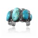 Swirl .925 Sterling Silver Certified Authentic Navajo Native American Natural Turquoise Cuff Bracelet 32102