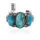 Swirl .925 Sterling Silver Certified Authentic Navajo Native American Natural Turquoise Cuff Bracelet 32102