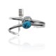 Feather .925 Sterling Silver Certified Authentic Navajo Native American Natural Turquoise Cuff Bracelet 32104