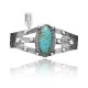 Dotted .925 Sterling Silver Certified Authentic Navajo Native American Natural Turquoise Cuff Bracelet 32124