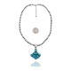 Beautiful Drop Multi Stone Navajo Pearl Design .925 Sterling Silver Certified Authentic Navajo Native American Natural Turquoise Necklace Chain Pendant 35208