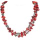 Certified Authentic 2 Strand Navajo .925 Sterling Silver Natural Turquoise Coral Native American Necklace 16054-3