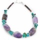 Certified Authentic Navajo .925 Sterling Silver Natural Turquoise and Amethyst Native American Bracelet 12891-1
