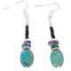 Certified Authentic Navajo .925 Sterling Silver Hooks Dangle Natural Turquoise Amethyst Native American Earrings 18106-16