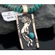 12kt Gold Filled Handmade Kokopelli Certified Authentic Navajo .925 Sterling Silver Turquoise Native American Necklace 370806111322