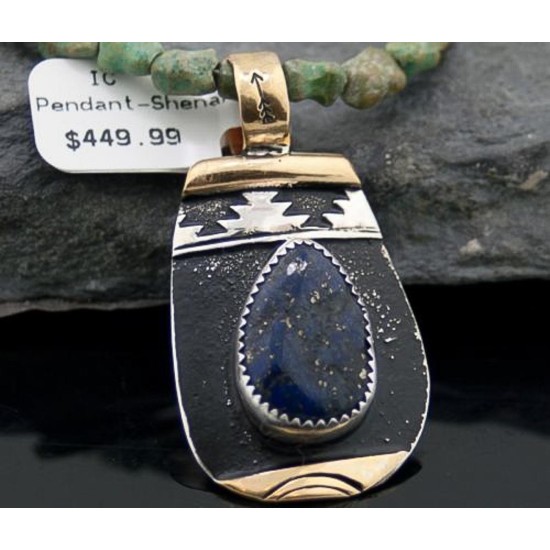 12kt Gold Filled Handmade Mountain Certified Authentic .925 Sterling Silver Navajo LAPIS and Turquois Native American Necklace 390613921458