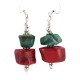 .925 Sterling Silver Hooks Certified Authentic Navajo Natural Turquoise Coral Native American Dangle Earrings 18294-20