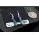 Certified Authentic Navajo .925 Sterling Silver Hooks Natural Turquoise Amethyst Native American Earrings 18055