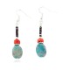 Certified Authentic Navajo .925 Sterling Silver Hooks Dangle Natural Turquoise Coral Native American Earrings 18106-15