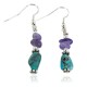 Certified Authentic Navajo .925 Sterling Silver Hooks Natural Turquoise Amethyst Native American Earrings 18055