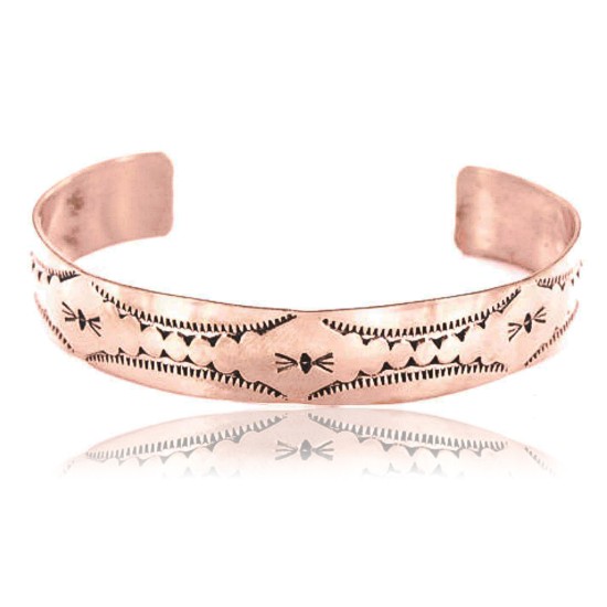 Handmade Certified Authentic Navajo Handstamped Real Handmade Copper Native American Bracelet 371017035562
