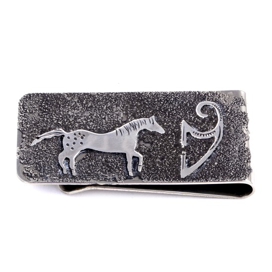 Horse .925 Sterling Silver Ray Begay Certified Authentic Handmade Navajo Native American Money Clip  13194-18