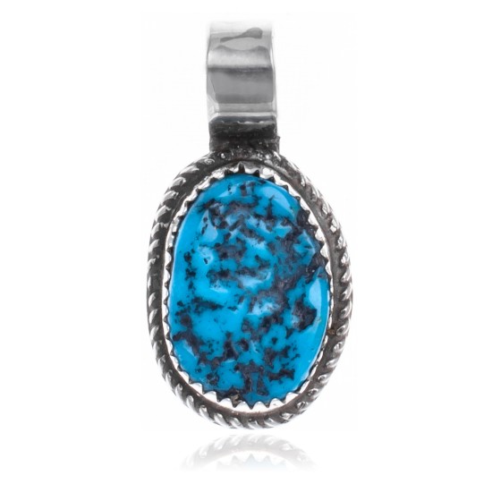Natural Turquoise .925 Sterling Silver Certified Authentic Navajo Native American Handmade Pendant 18174-2