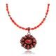Natural Turquoise Coral Red Jasper .925 Sterling Silver Certified Authentic Navajo Native American Necklace 24520-17029
